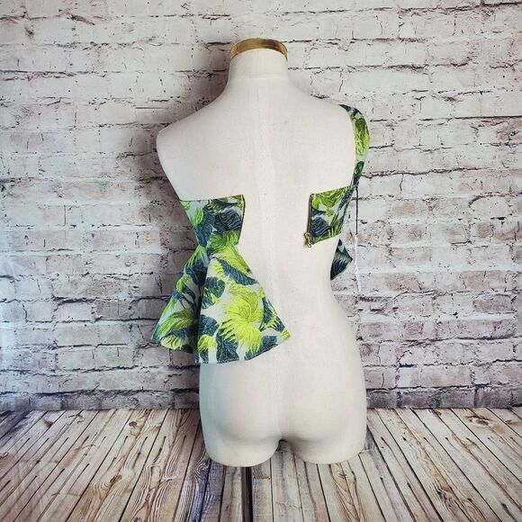 Roberta Reiner Uniqe Eclectic Palm Tree Jacquard Crop Top - Picture 5 of 7